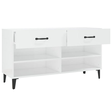 Skoskåp vit högglans 102x35x55 cm konstruerat trä