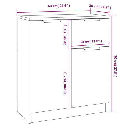 Skänk rökfärgad ek 60x30x70 cm konstruerat trä