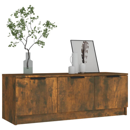 Tv-bänk rökfärgad ek 102x35x36,5 cm konstruerat trä