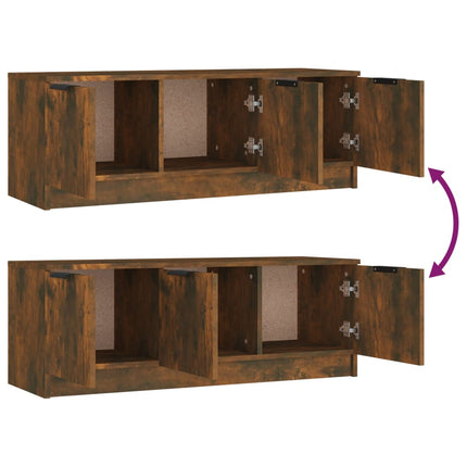 Tv-bänk rökfärgad ek 102x35x36,5 cm konstruerat trä