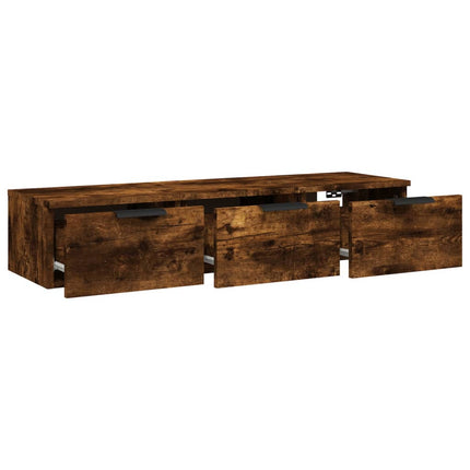 Väggskåp rökfärgad ek 102x30x20 cm konstruerat trä