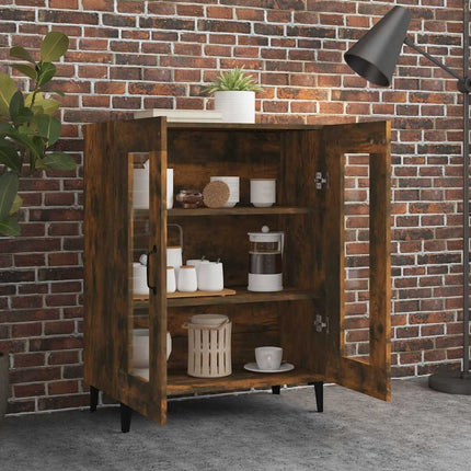 Skänk rökfärgad ek 69,5x34x90 cm konstruerat trä