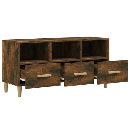 Tv-bänk rökfärgad ek 102x36x50 cm konstruerat trä