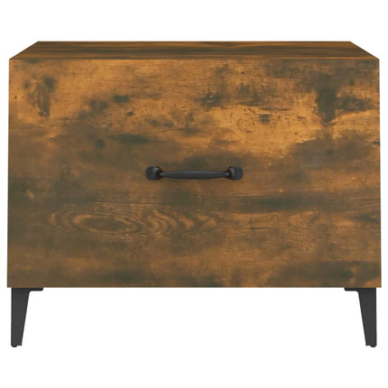 Soffbord med metallben rökfärgad ek 50x50x40 cm