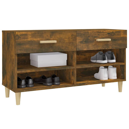 Skoställ rökfärgad ek 102x35x55 cm konstruerat trä