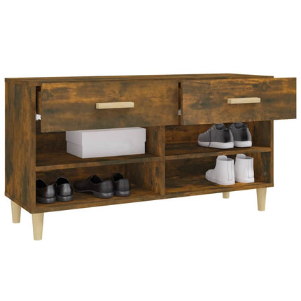 Skoställ rökfärgad ek 102x35x55 cm konstruerat trä