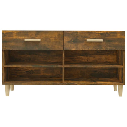 Skoställ rökfärgad ek 102x35x55 cm konstruerat trä