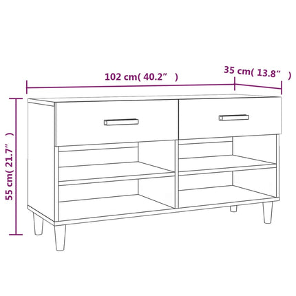 Skoställ rökfärgad ek 102x35x55 cm konstruerat trä