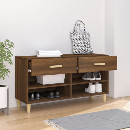 Skoställ brun ek 102x35x55 cm konstruerat trä