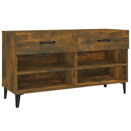 Skoställ rökfärgad ek 102x35x55 cm konstruerat trä