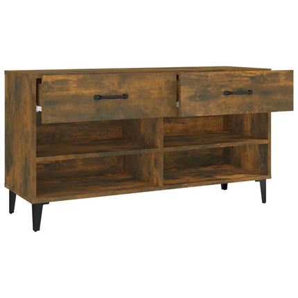 Skoställ rökfärgad ek 102x35x55 cm konstruerat trä