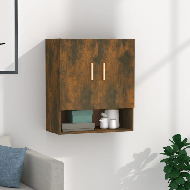 Väggskåp rökfärgad ek 60x31x70 cm konstruerat trä