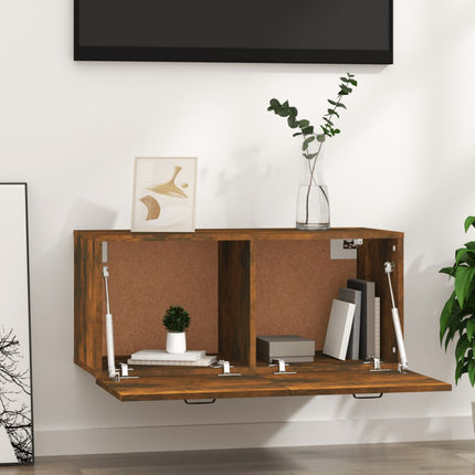 Tv-bänk rökfärgad ek 80x35x36,5 cm konstruerat trä