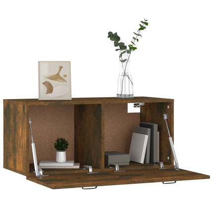 Tv-bänk rökfärgad ek 80x35x36,5 cm konstruerat trä