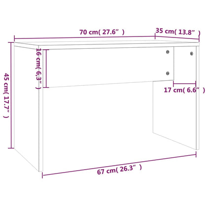 Sminkpall brun ek 70x35x45 cm konstruerat trä