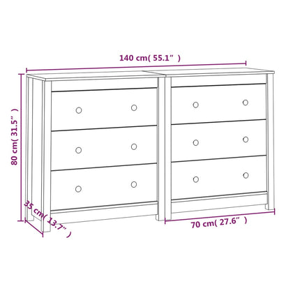 Skänk 140x35x80 cm massiv furu