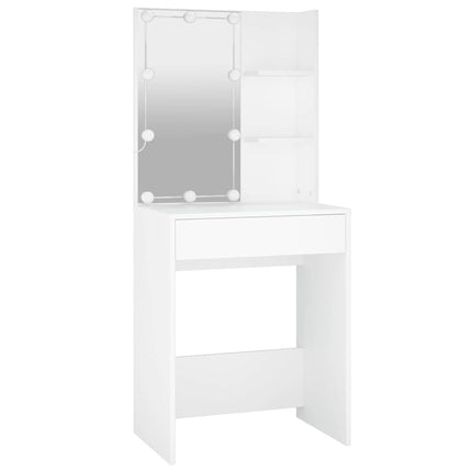 Sminkbord LED vit konstruerat trä