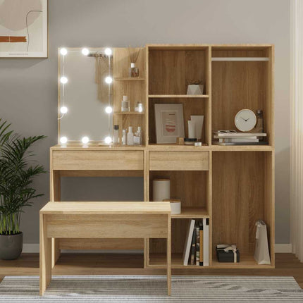 Sminkbord LED sonoma-ek konstruerat trä