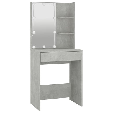 Sminkbord LED betonggrå konstruerat trä