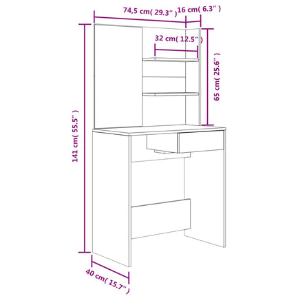 Sminkbord svart 74,5x40x141 cm