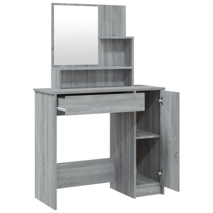 Sminkbord set grå sonoma 86,5x35x136 cm