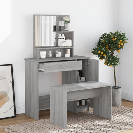 Sminkbord set grå sonoma 86,5x35x136 cm