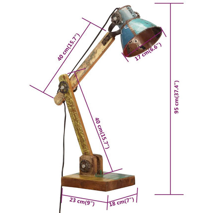 Skrivbordslampa industriell Flerfärgad rund 23x18x95 cm E27