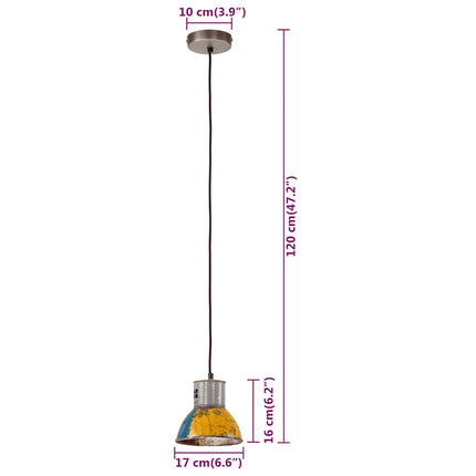 Hänglampa industriell 25 W flerfärgad rund 17 cm E27