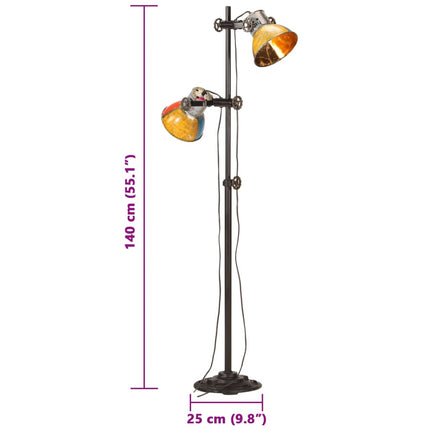 Golvlampa med 2 lampskärmar flerfärgad E27