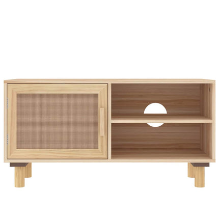 Tv-bänk Brun 80x30x40 cm massiv furu och naturlig rotting