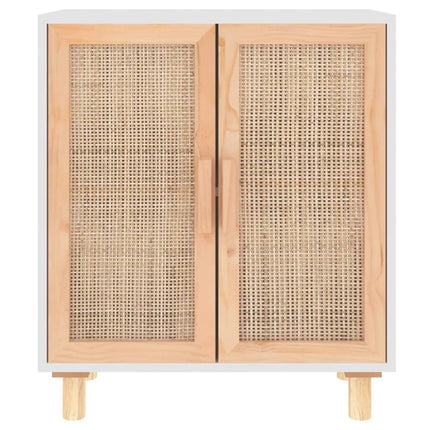 Skänk vit 60x30x70 cm massiv furu och naturlig rotting