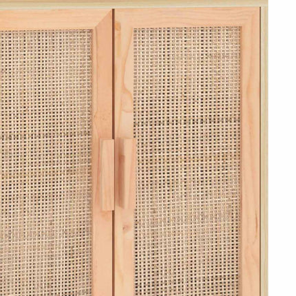 Skänk brun 60x30x70 cm massiv furu och naturlig rotting