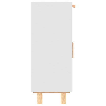 Skänk vit 60x30x75 cm massiv furu och naturlig rotting