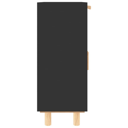 Skänk svart 60x30x75 cm massiv furu och naturlig rotting