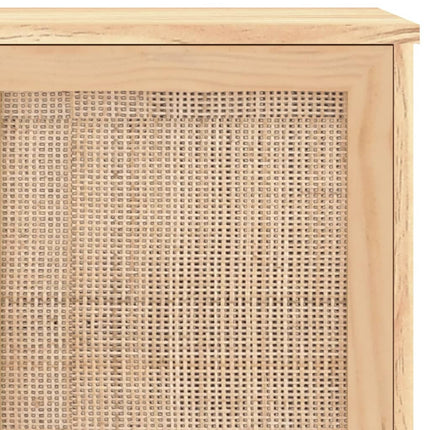 Skänk brun 105x30x60 cm massiv furu och naturlig rotting