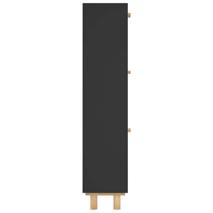 Skoskåp svart 52x25x115 cm konstruerat trä & naturlig rotting