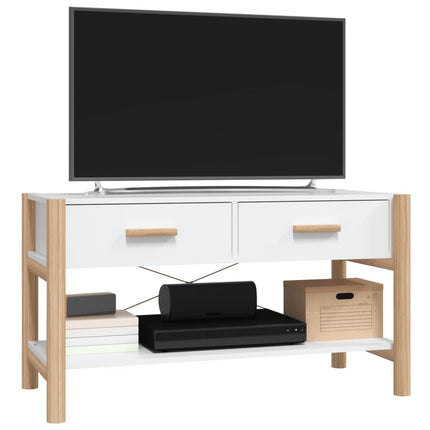 Tv-bänk vit 82x38x45 cm konstruerat trä