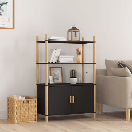 Högskåp svart 80x40x121 cm konstruerat trä