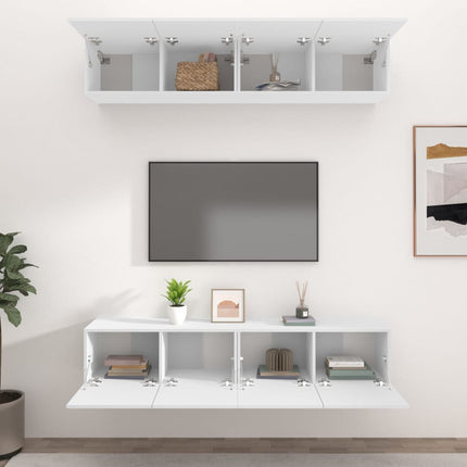 Tv-skåp 4 st vit 80x30x30 cm konstruerat trä
