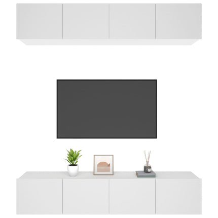 Tv-skåp 4 st vit 80x30x30 cm konstruerat trä