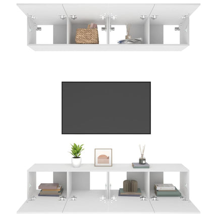Tv-skåp 4 st vit 80x30x30 cm konstruerat trä