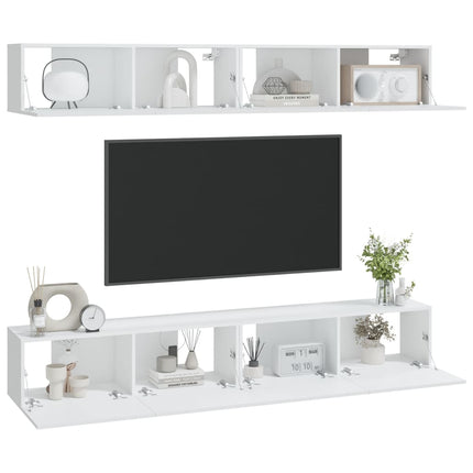 Tv-skåp 4 delar vit 100x30x30 cm