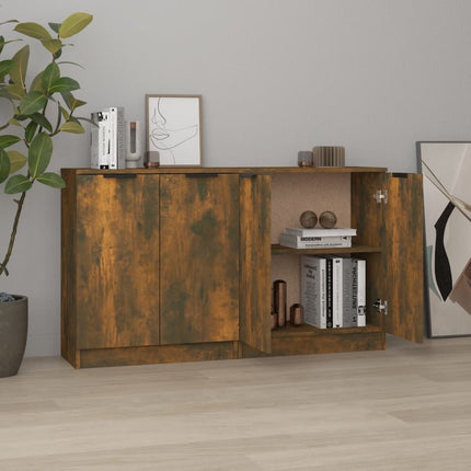 Skänkar 2 st rökfärgad ek 60x30x70 cm konstruerat trä