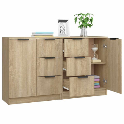 Skänk 2 delar sonoma-ek 60x30x70 cm konstruerat trä