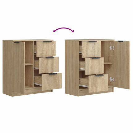 Skänk 2 delar sonoma-ek 60x30x70 cm konstruerat trä