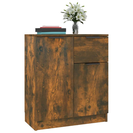 Skänk 2 delar rökfärgad ek 60x30x70 cm konstruerat trä