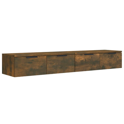 Väggskåp 2 st rökfärgad ek 68x30x20 cm konstruerat trä