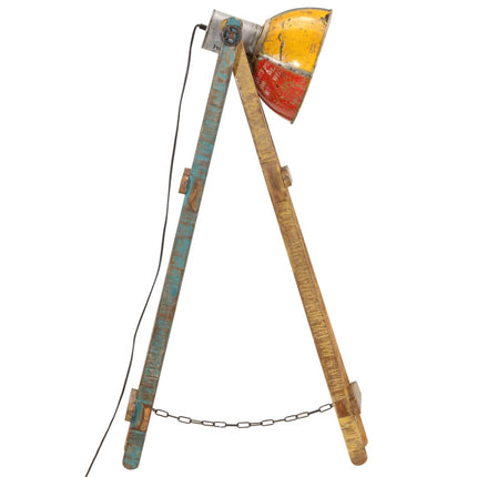 Golvlampa flerfärgad E27 massivt mangoträ