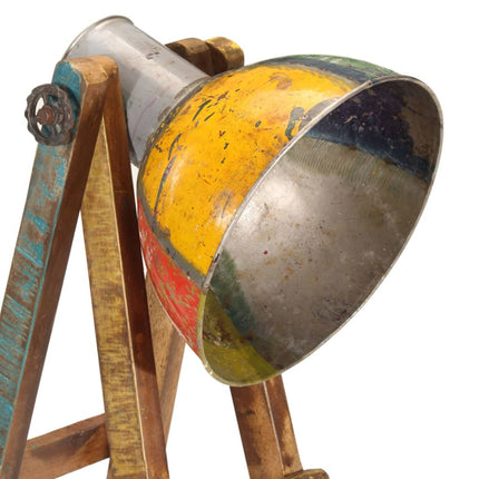 Golvlampa flerfärgad E27 massivt mangoträ