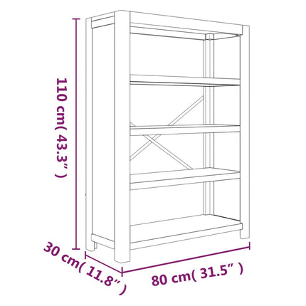 Bokhylla med 4 hyllor 80x30x110 cm massivt akaciaträ